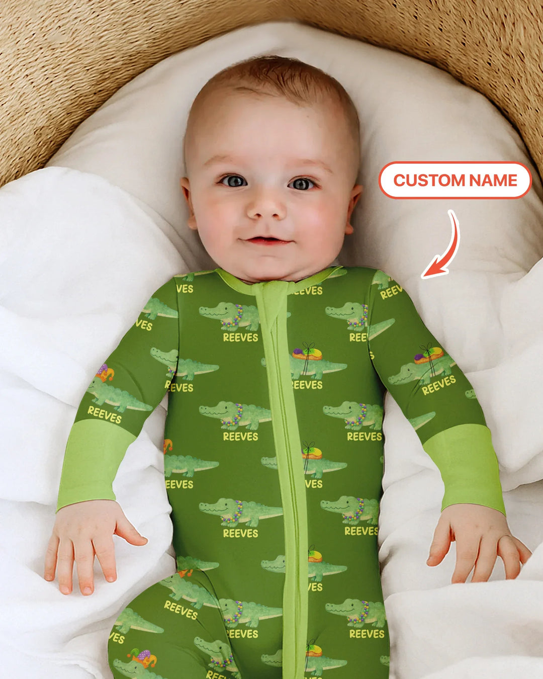 Custom Name Mardi Gras Gator Convertible Zippy