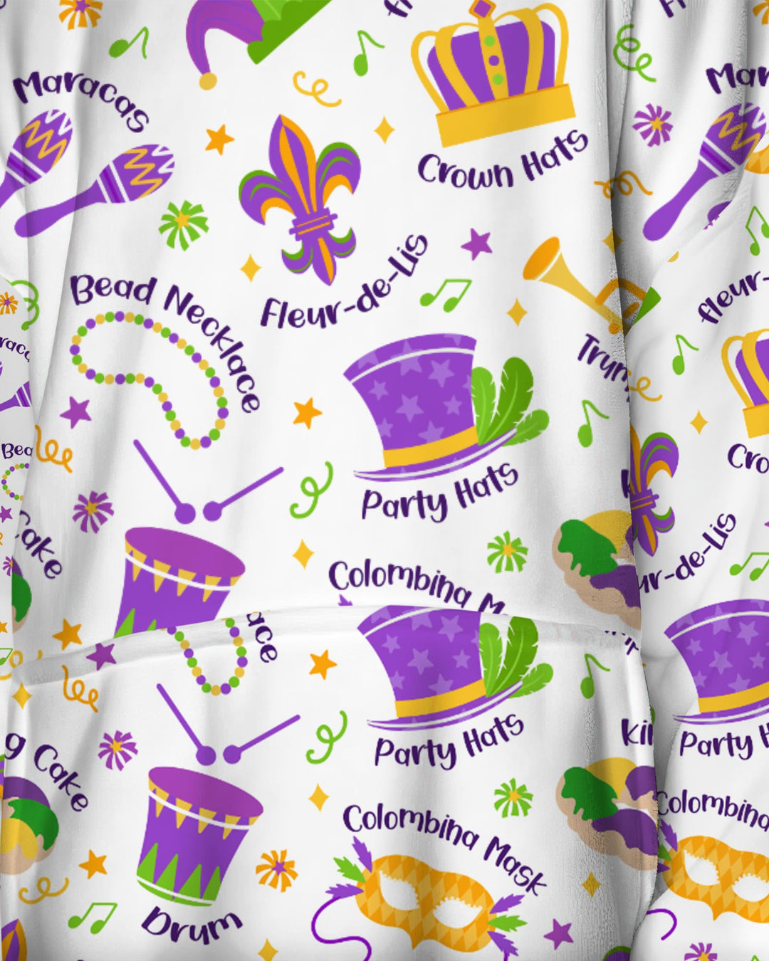 Mardi Gras Family Matching Blanket Hoodie