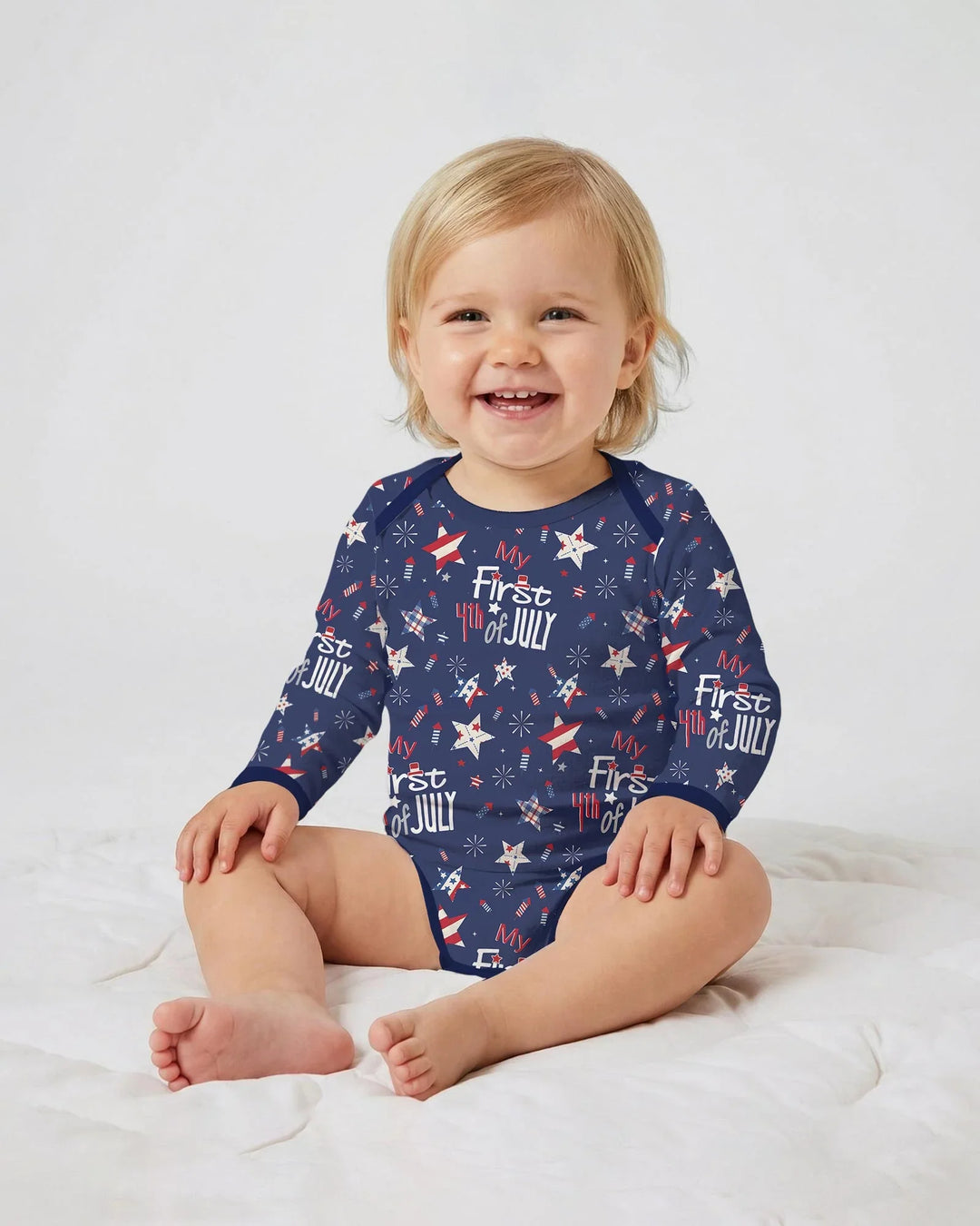 My First 4th of July Star Striped Bamboo Bodysuit