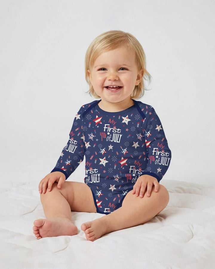 My First 4th of July Star Striped Bamboo Bodysuit