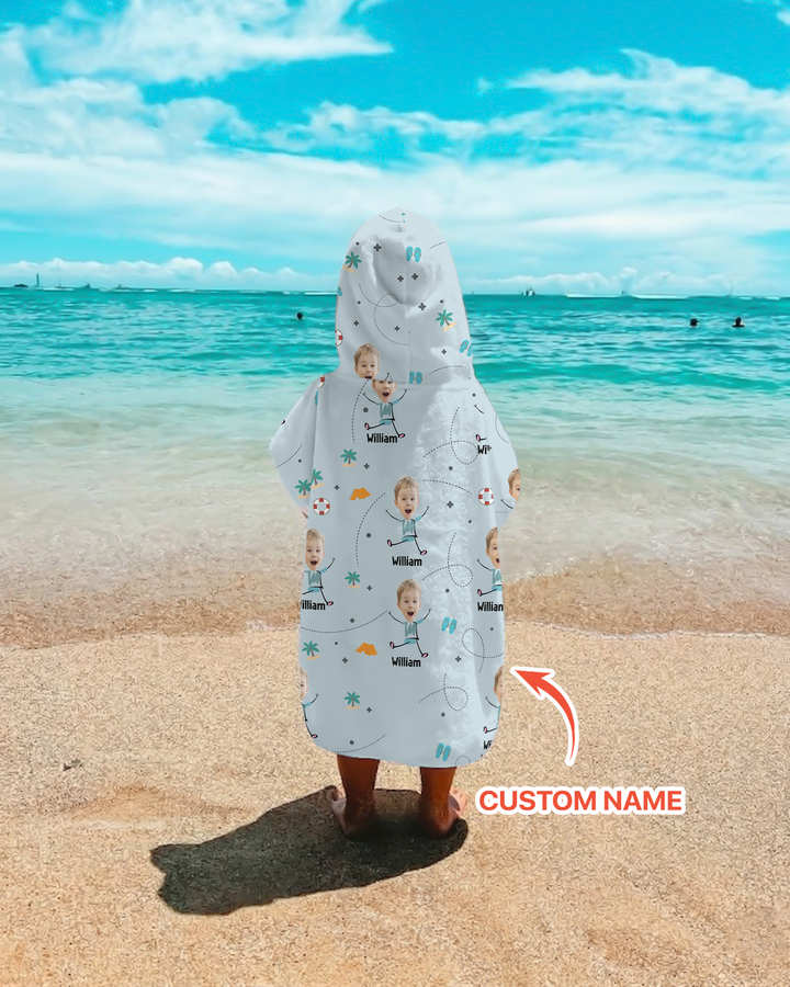 Custom Photo Kids Summer Playtime Bamboo Swim Poncho