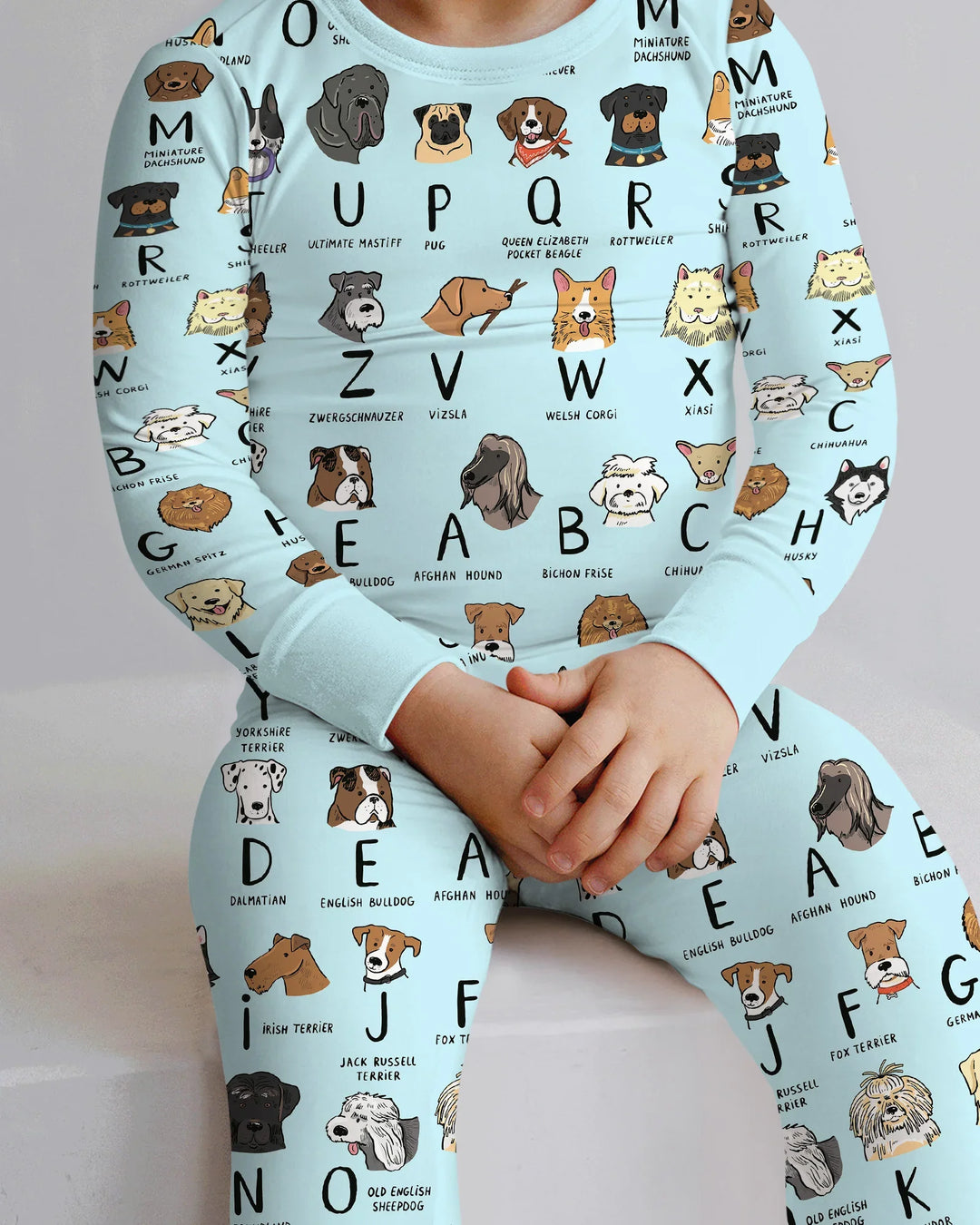 Funny Dogs Alphabet Two Piece Long Sleeve Pajama Set