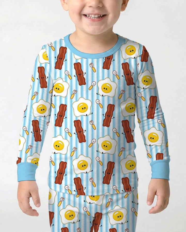 Conjunto de pijama de dos piezas de bambú de manga larga Breakfast Club