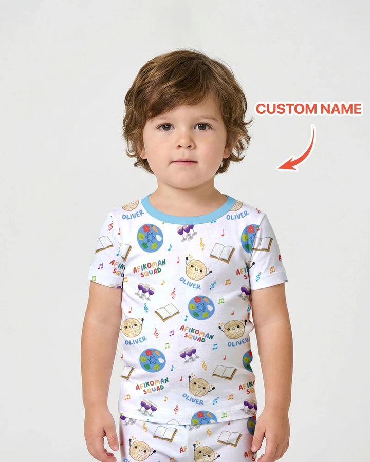 Zweiteiliges Pyjama-Set mit kurzen Ärmeln und Shorts im Sommer-Design