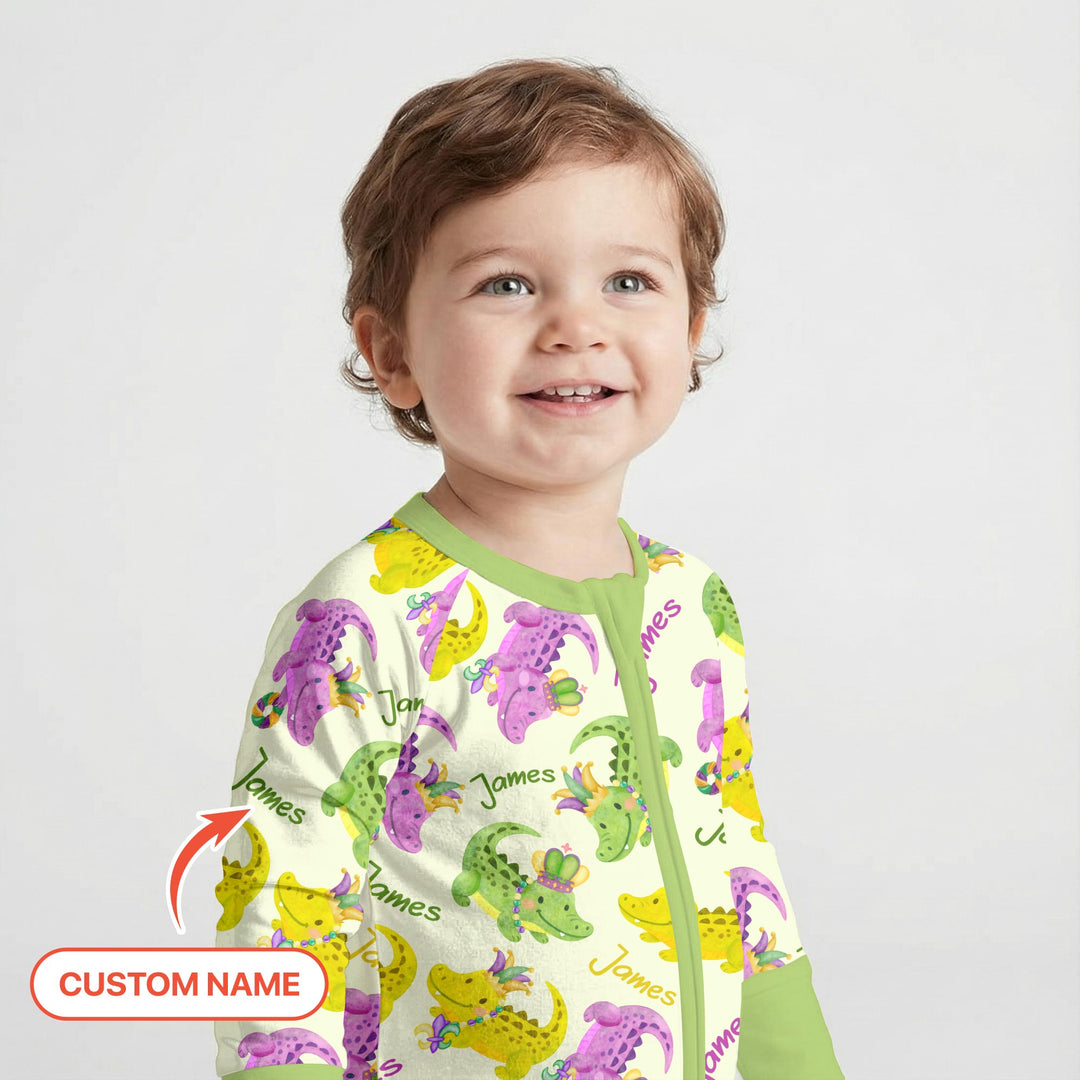 Custom Name Mardi Gras Alligator Convertible Zippy