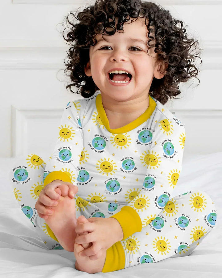 Matthew 5:14 Light of the World Bamboo Two Piece Long Sleeve Pajama Set