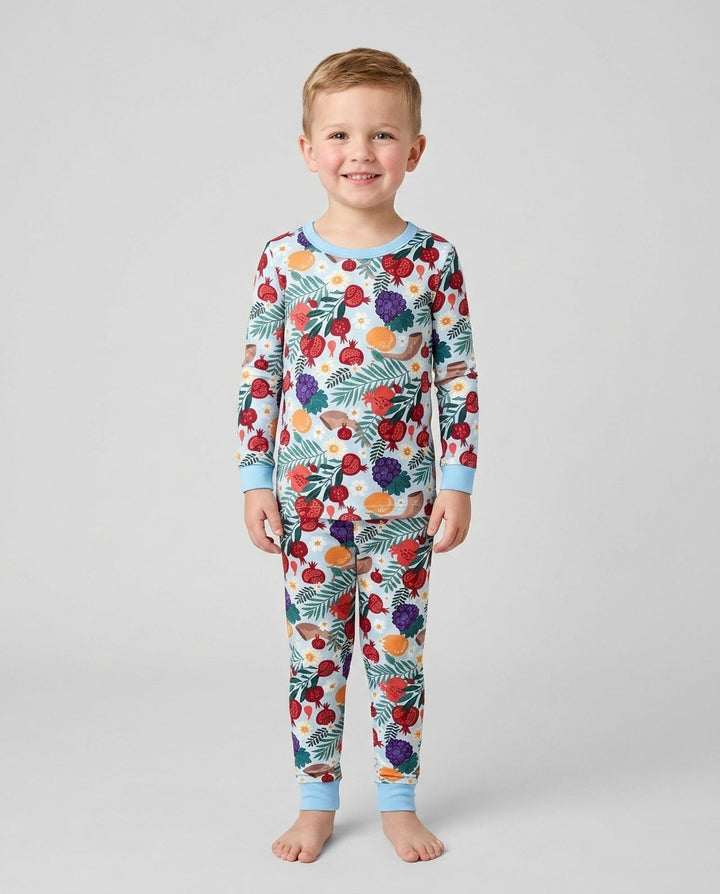 Pomegranate Blessings Night Family Matching Bamboo Two Piece Long Sleeve Pajama Set
