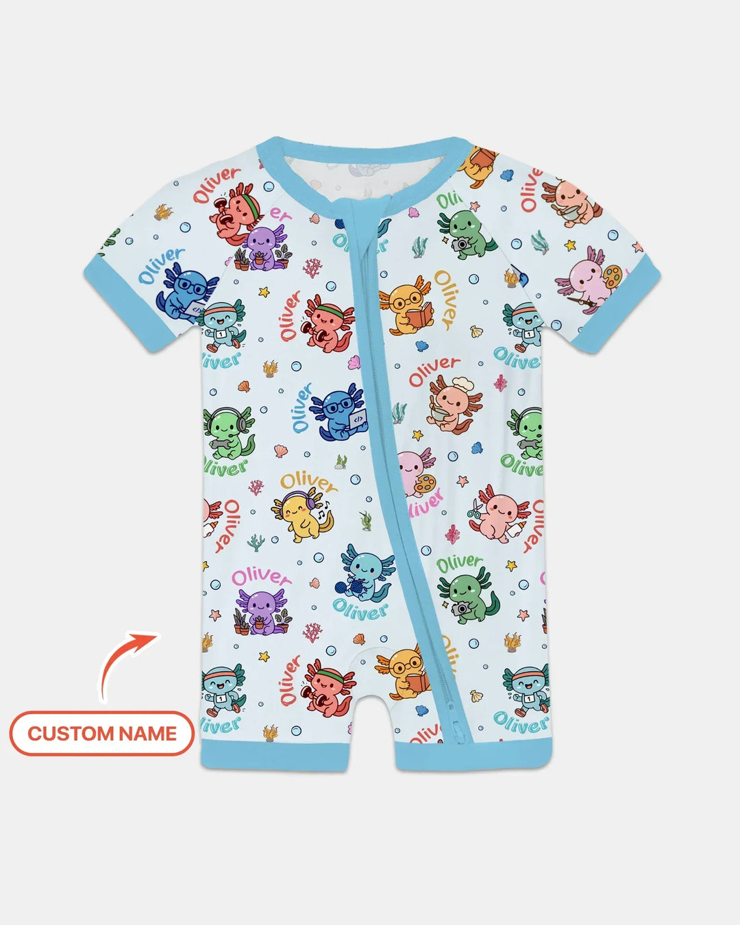 Custom Name Cute Hobby Axolotl Shorty Zippy