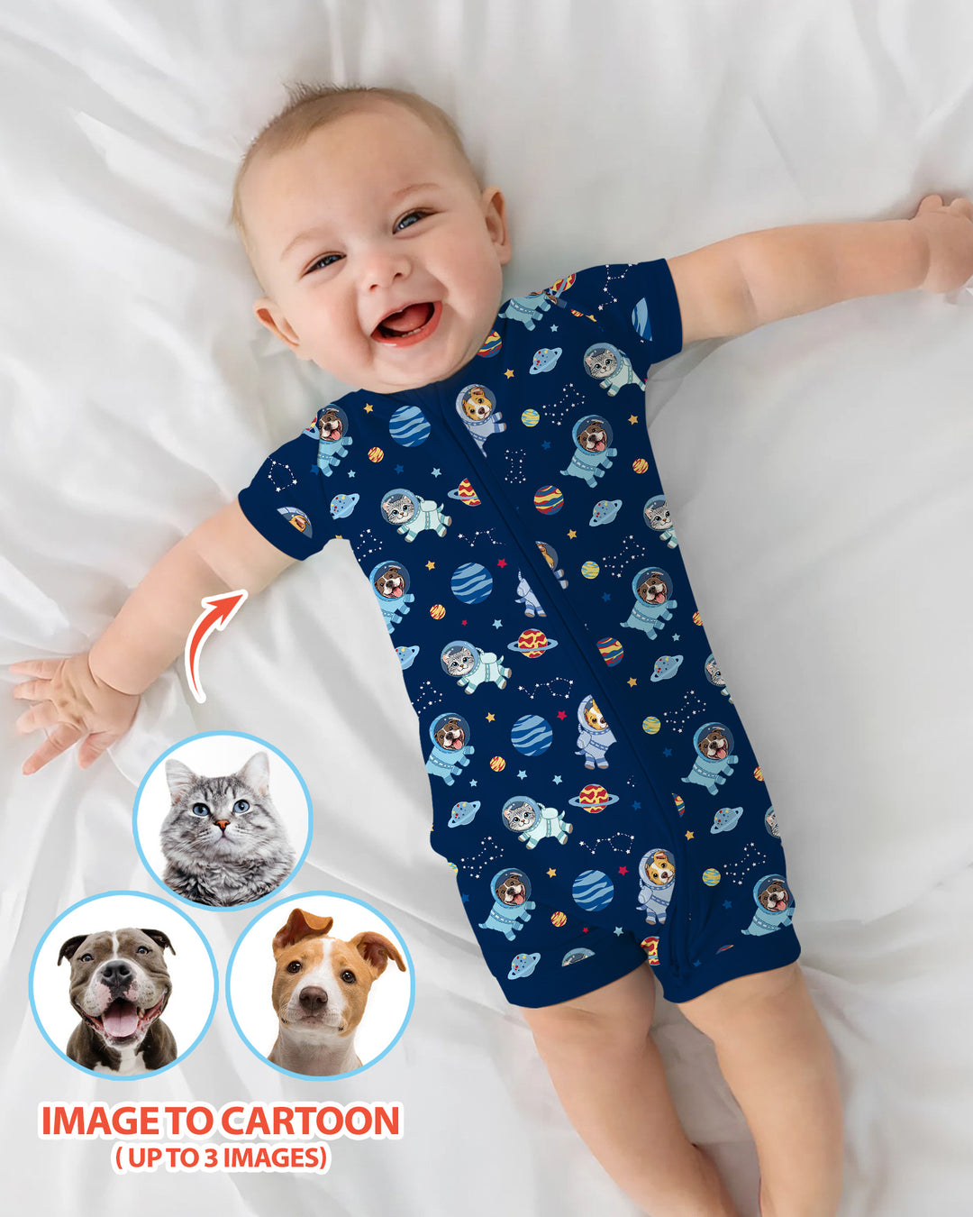 Plantilla PERSONALIZADA de Bambú Pijama Corto con Cremallera