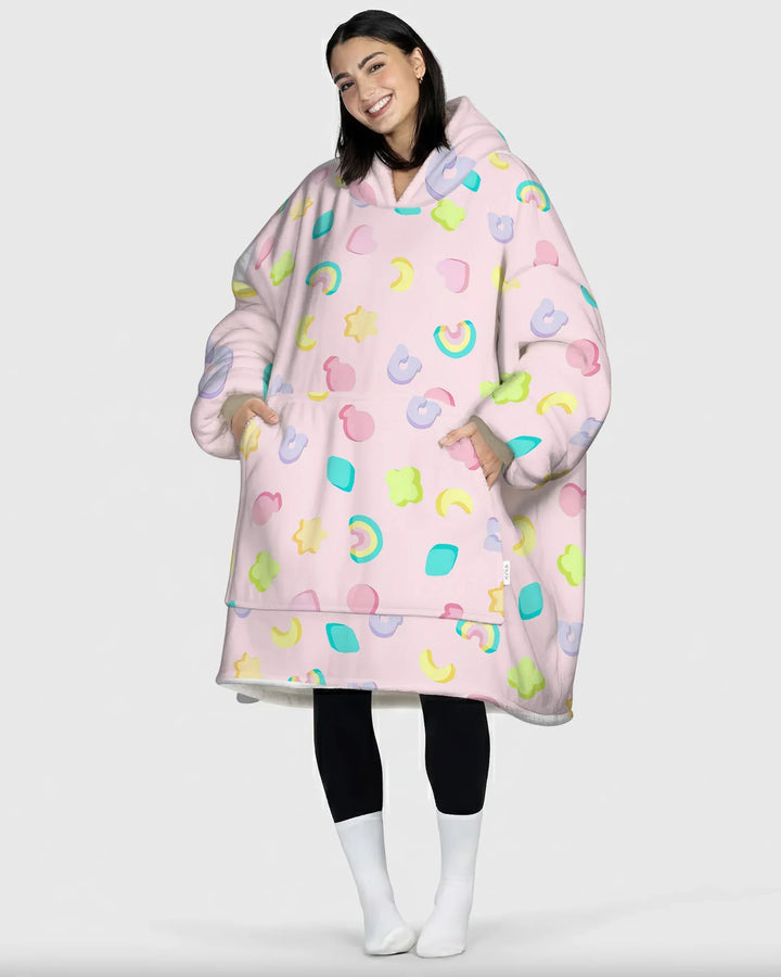 Pastel Lucky Charms Scatter Wearable Blanket Hoodie