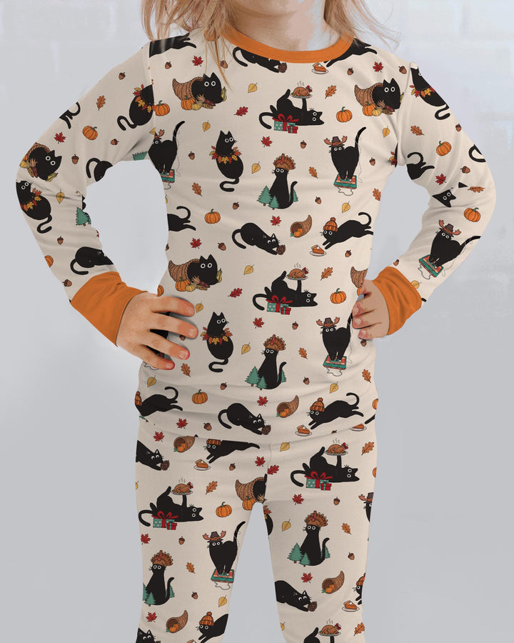 Black Cat Cozy Season Bamboo Two Piece Long Sleeve Pajama Set