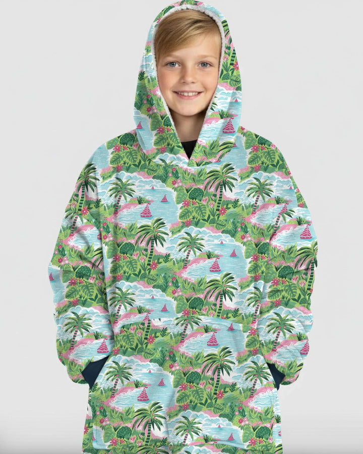 Preppy Coast Beach Club Wearable Bamboo Blanket Hoodie