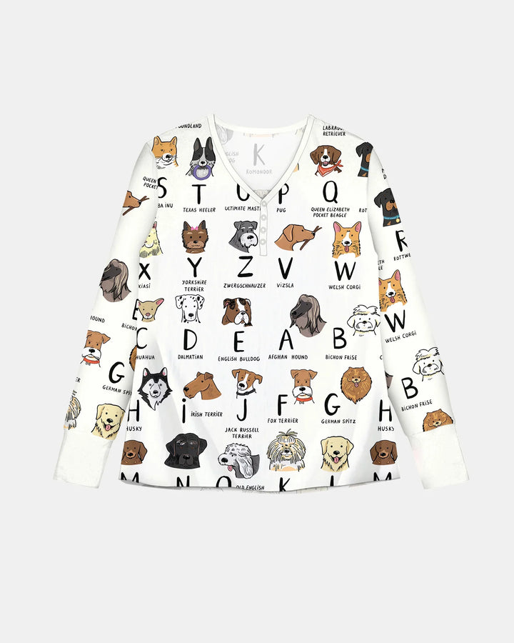 Funny Dogs Alphabet Women Pajama Set
