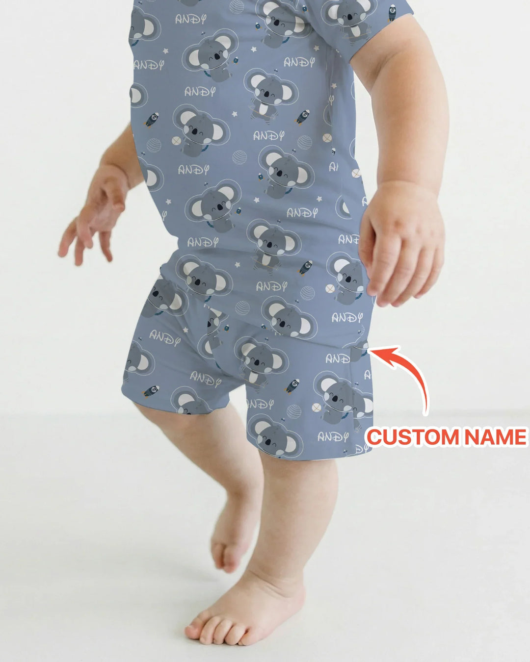 Custom Name Cosmic Koala Two Piece Short Sleeve Shorts Pajama Set