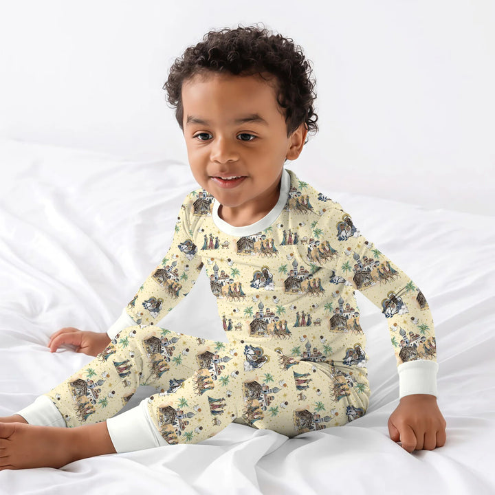 Nativity Christmas Family Matching Family Two Piece Long Sleeve Pajama Set