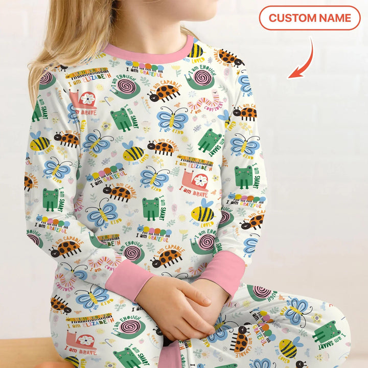 Spring Garden Custom Name Two Piece Long Sleeve Pajama Set