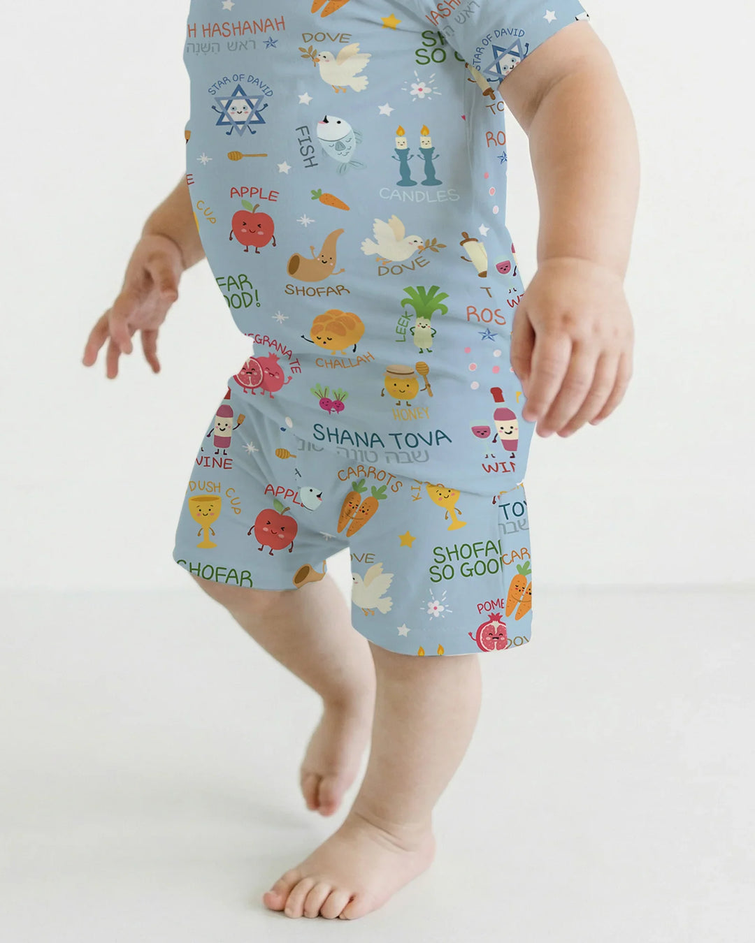Family Rosh Hashanah Matching Bamboo Two Piece Short Sleeve Shorts Pajama Set