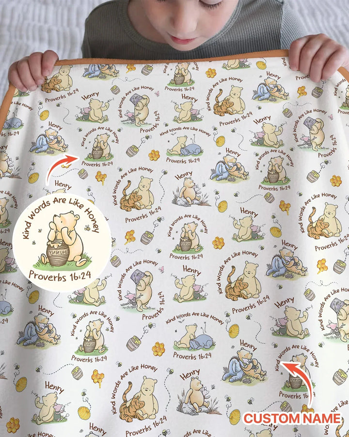 Kind Words Are Like Honey Custom Name Bamboo Blanket