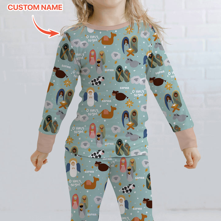 Zweiteiliges Langarm-Pyjama-Set mit Sommerfrüchten