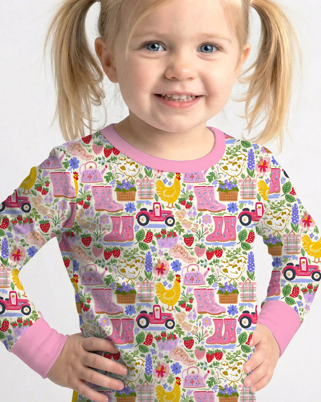 Farm Life Mommy & Me Matching Bamboo Two Piece Long Sleeve Pajama Set