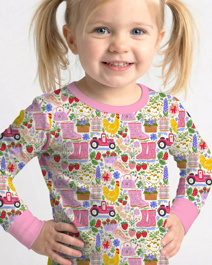 Farm Life Mommy & Me Matching Bamboo Two Piece Long Sleeve Pajama Set