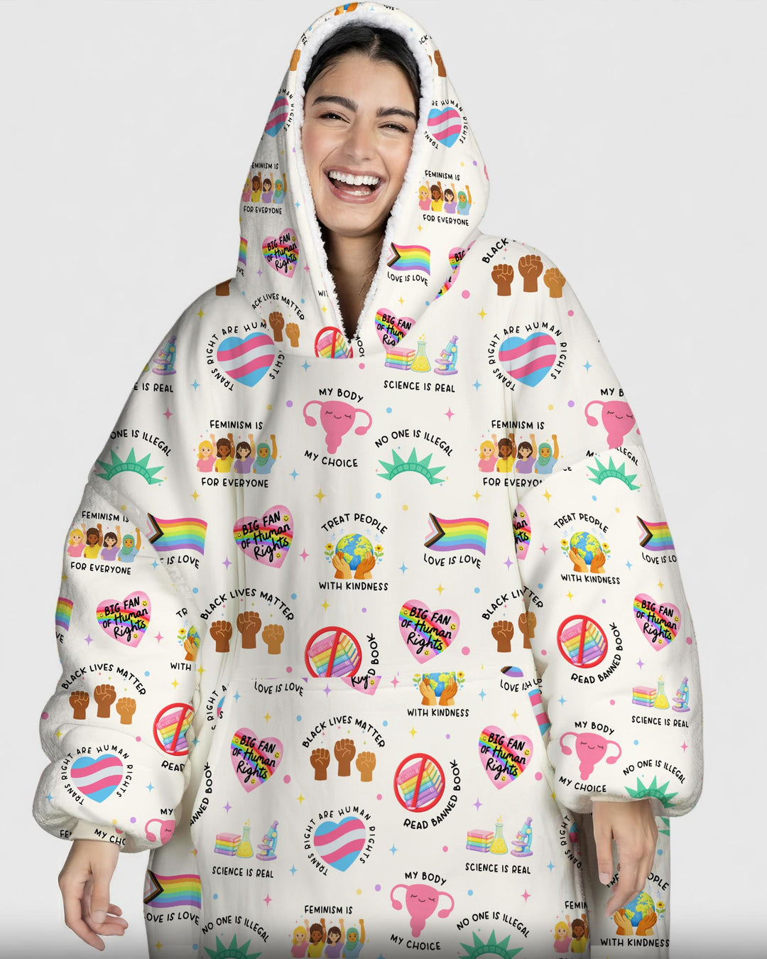 Big Fan Of Human Rights Family Matching Wearable Blanket Hoodie