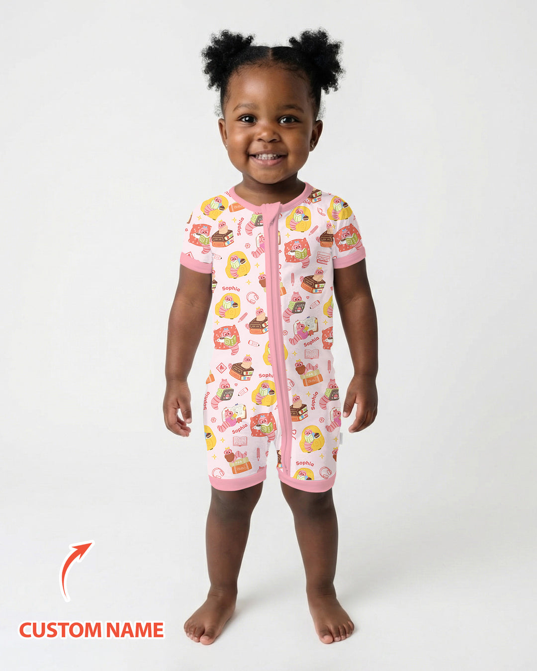 Little Book Worm Family Matching Bamboo Shorty Zippy