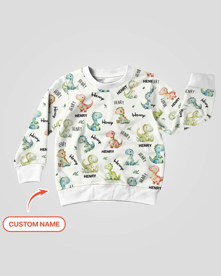 Dinosaur Custom Name Crewneck Sweatshirt