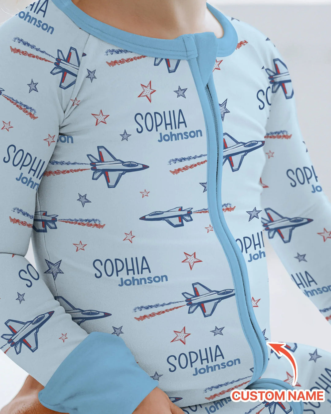 Patriotic American Flag Jet Fighter Bamboo Convertible Zippy