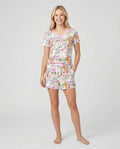 The Garden Cattery Mommy & Me Matching Bamboo Women Short Sleeve Short Pajama Set