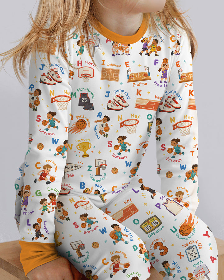 Basketball Alphabet Bamboo Two Piece Long Sleeve Pajama Set