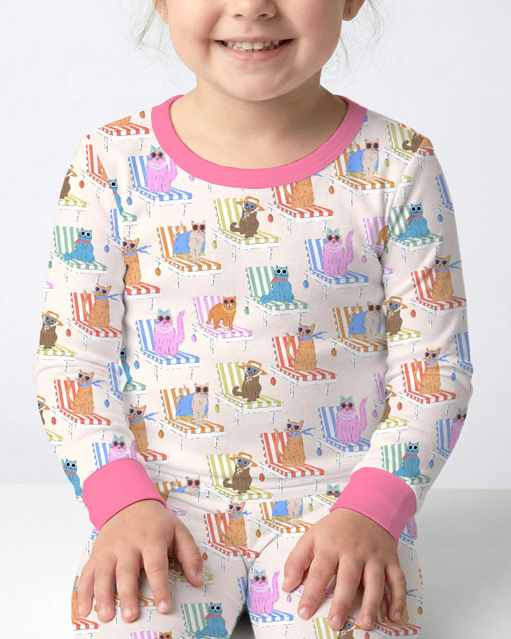 Zweiteiliges Langarm-Pyjama-Set mit Sommerfrüchten