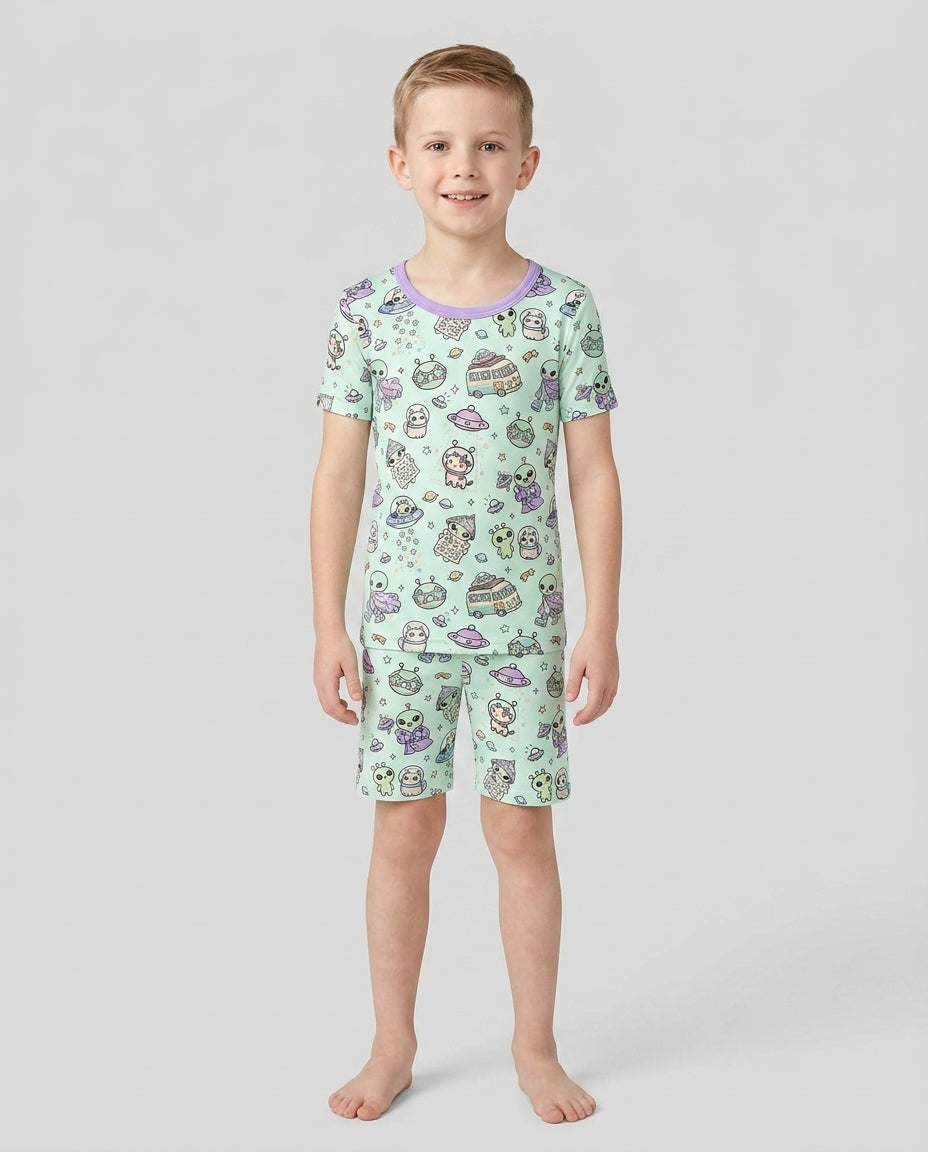 Little Alien Explorer Bamboo Two Piece Short Sleeve Shorts Pajama Set