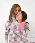 Französische Bulldoggen Patchwork Familien Pyjama Set aus Bambus für Damen