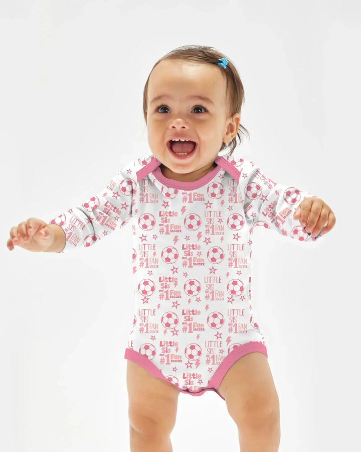 Little Sister and Bro #1 Fan Soccer Bamboo Bodysuit