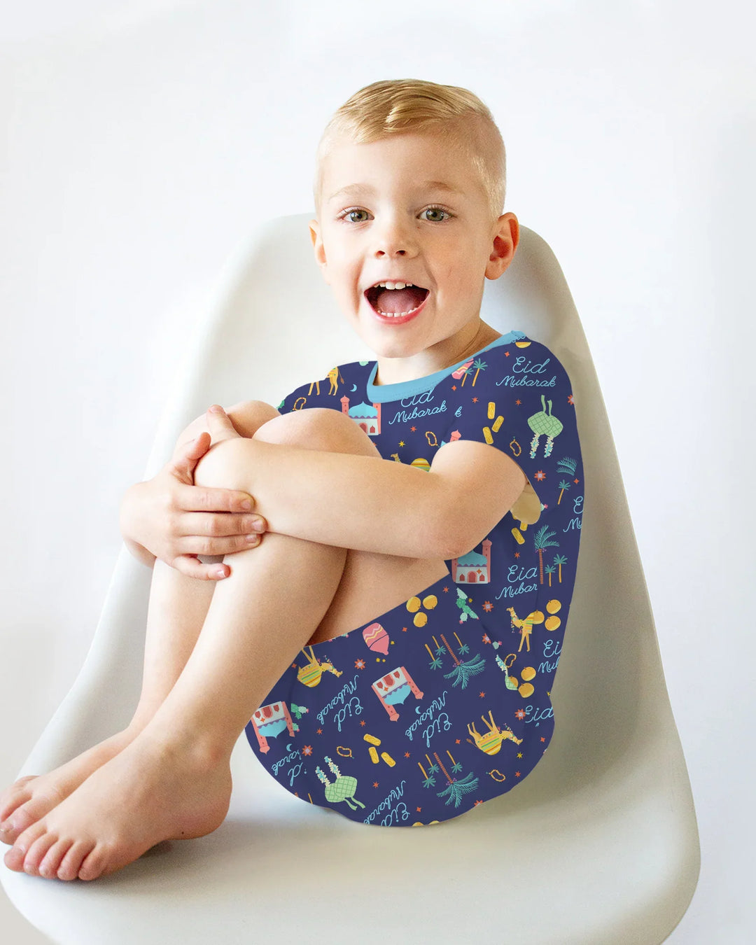 Eid Mubarak Matching Family Two Piece Short Sleeve Shorts Pajama Set