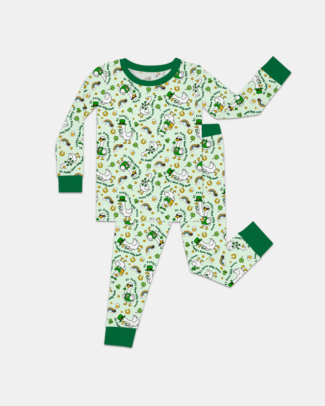 St. Patrick's Day Silly Goose Two Piece Long Sleeve Pajama Set