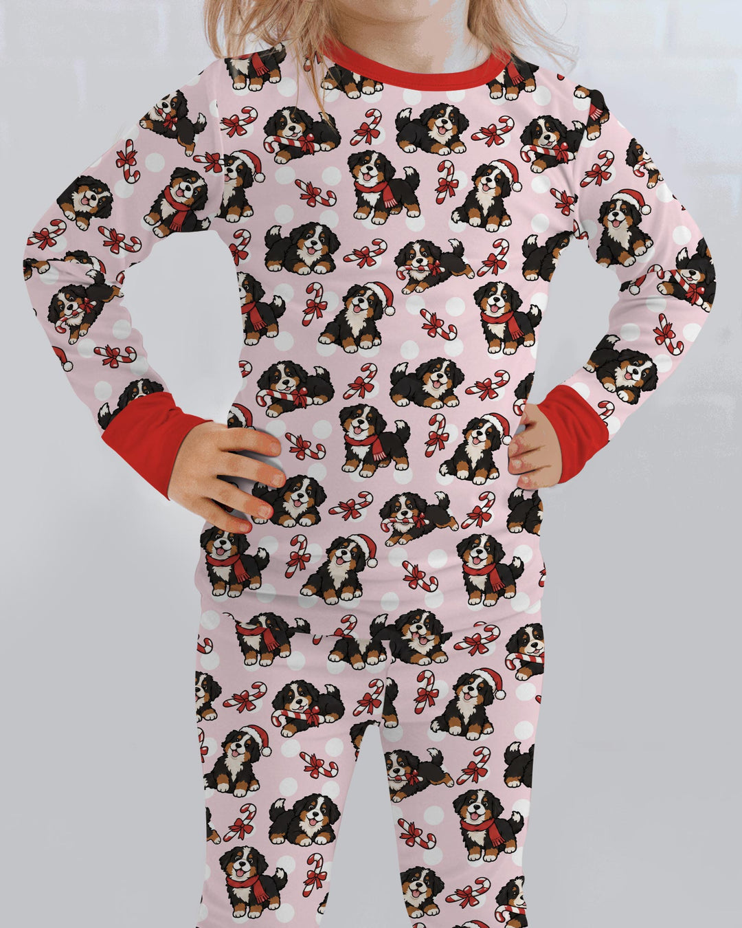Holiday Bernese Mountain Christmas Dog Bamboo Two Piece Long Sleeve Pajama Set