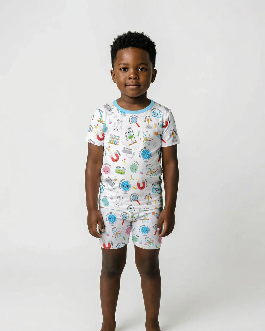 Science Fun Family Matching Bamboo Two Piece Short Sleeve Shorts Pajama Set
