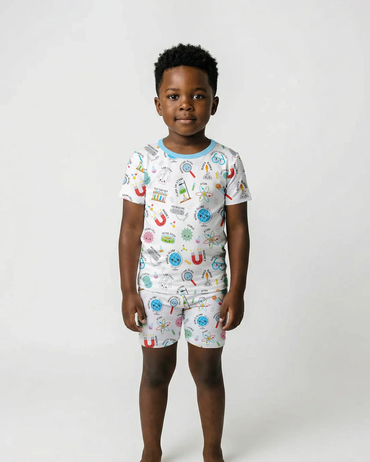 Science Fun Family Matching Bamboo Two Piece Short Sleeve Shorts Pajama Set