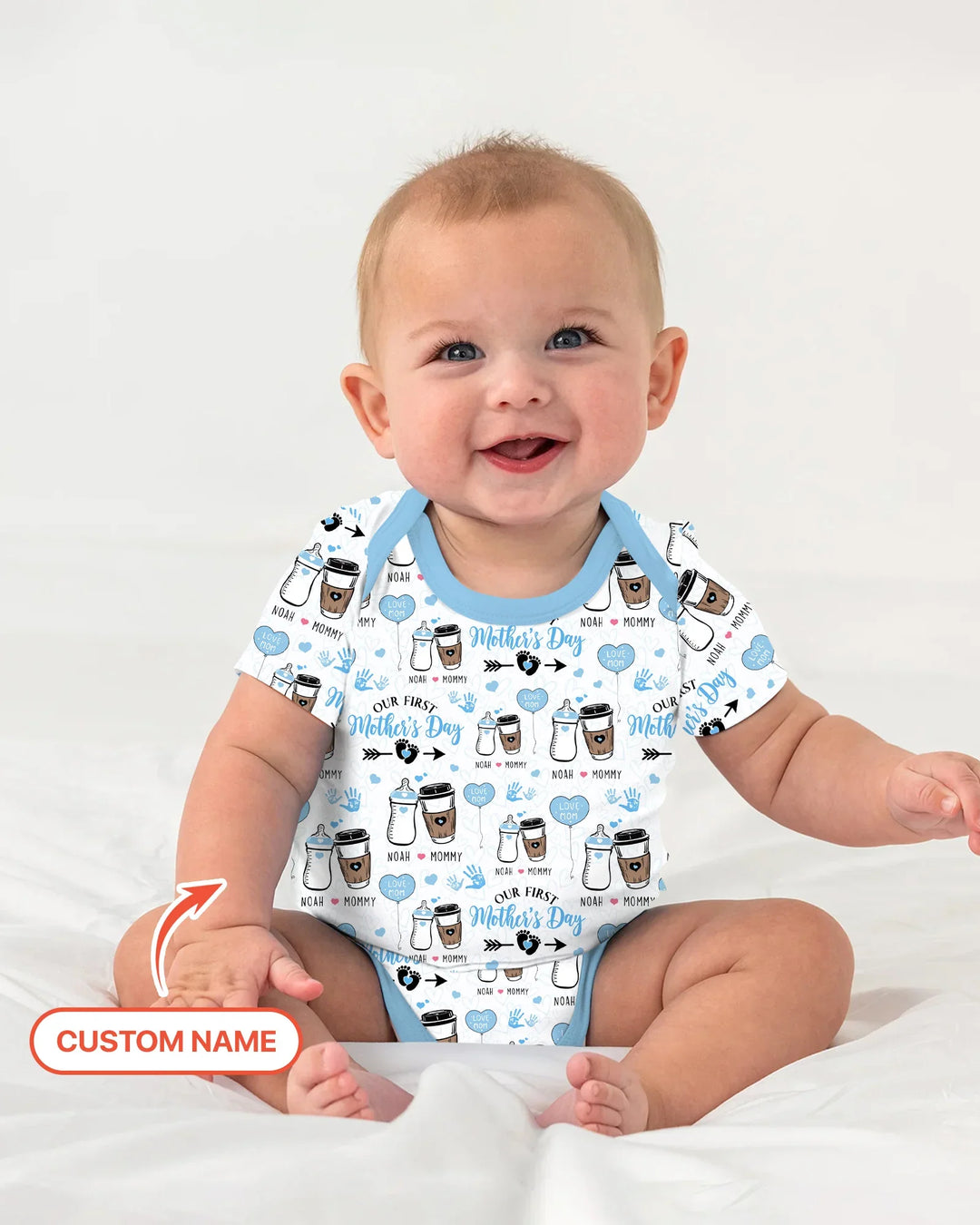Custom Name First Mother's Day Drink Bamboo Bodysuit