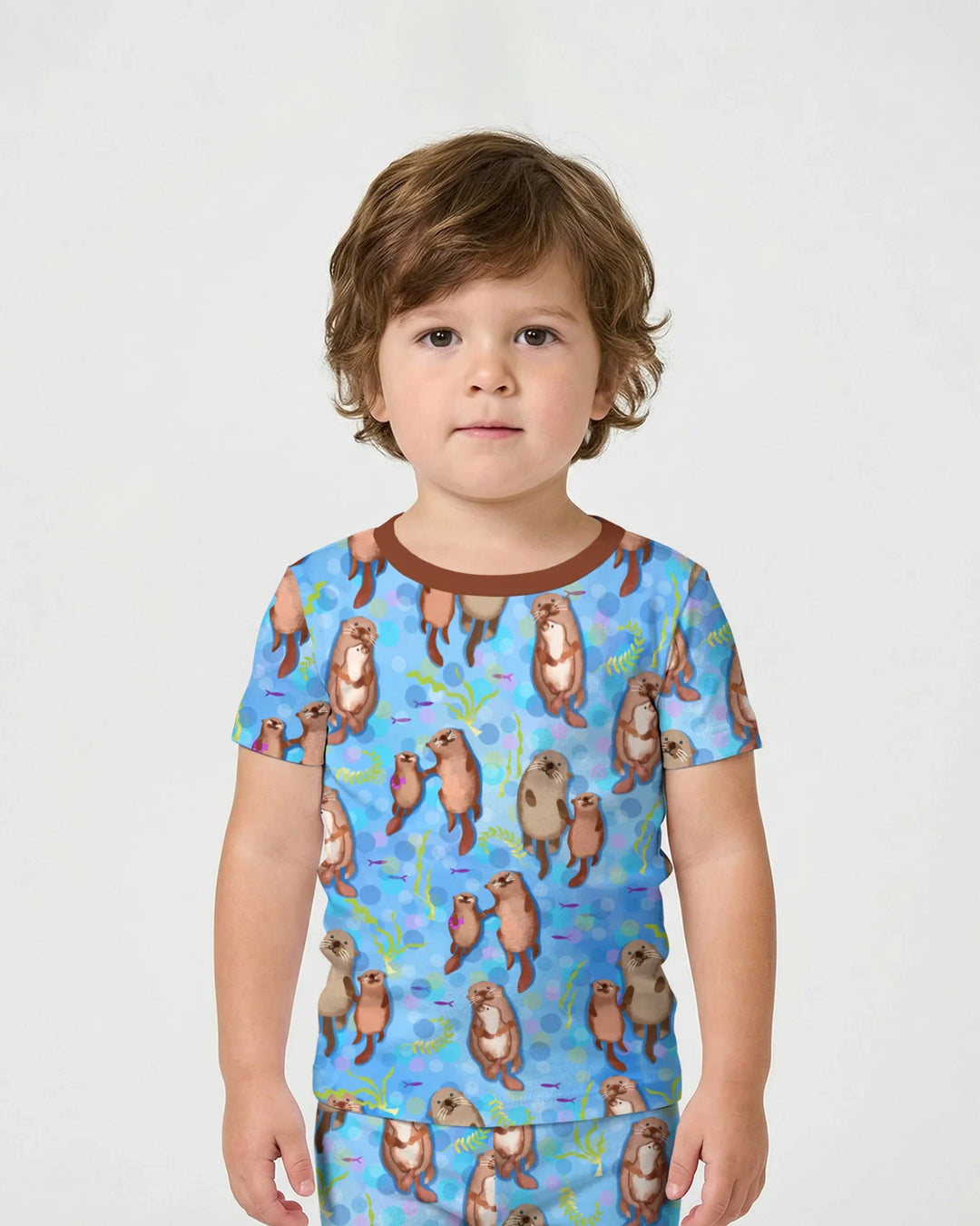 Pijama de dos piezas de bambú Otterly Together de manga corta y pantalón corto