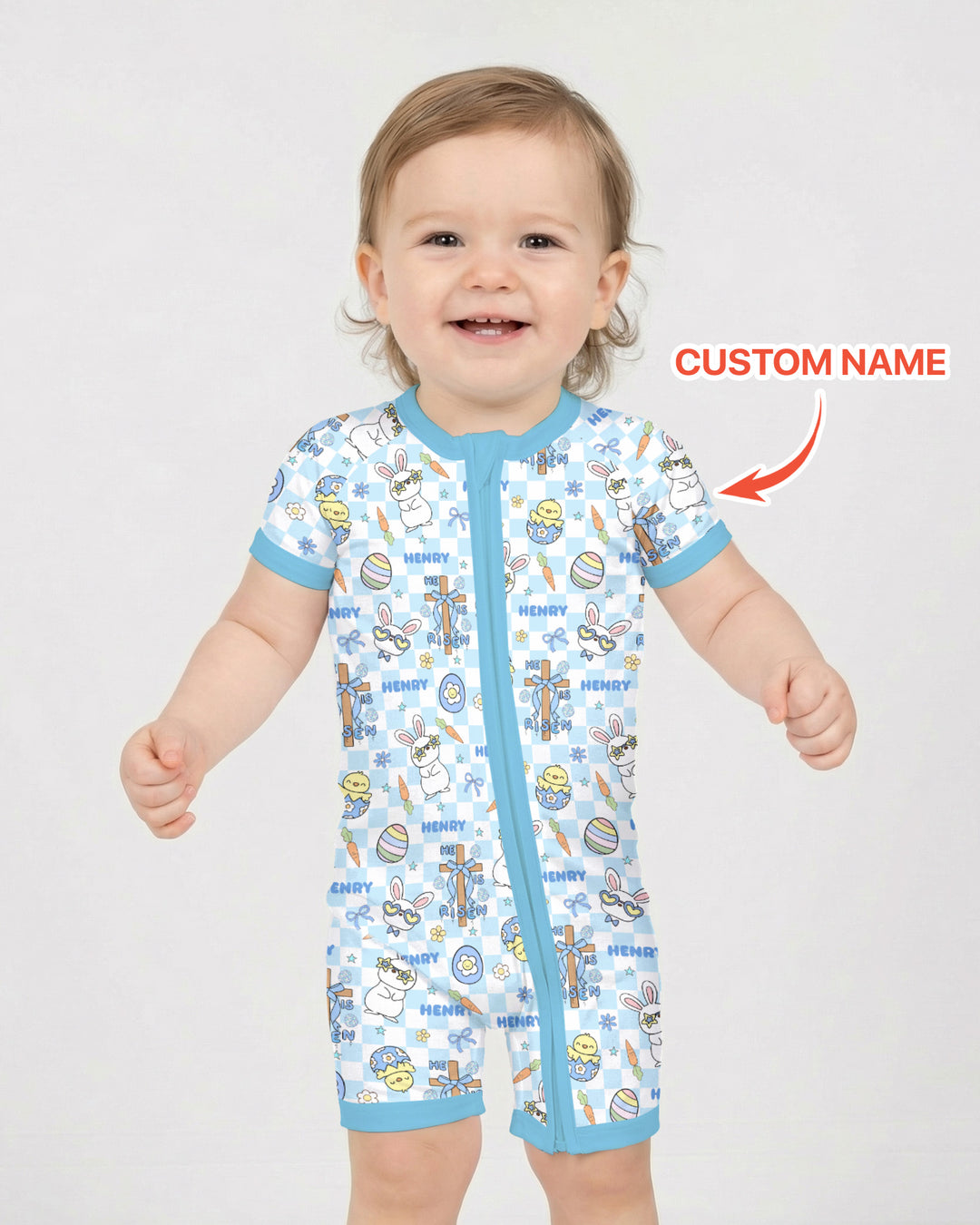 Custom Name Retro Easter Shorty Zippy