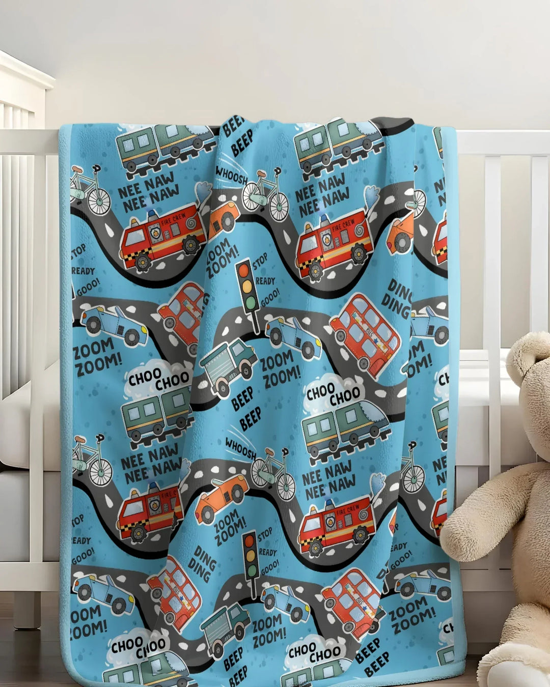 Zoom Zoom Beep Beep Bamboo Blanket