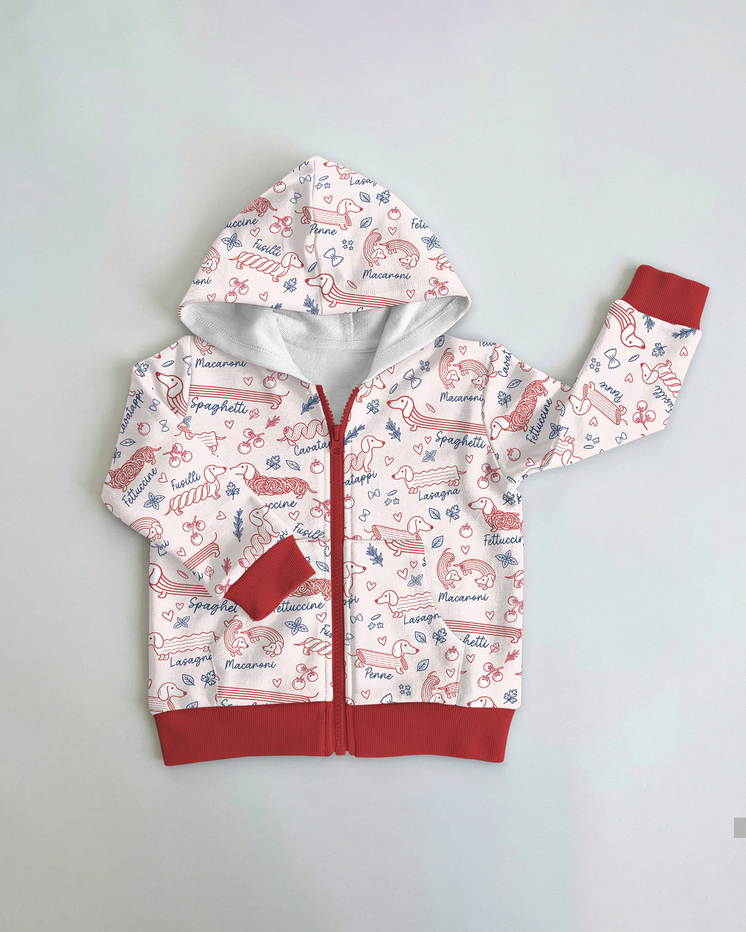Funny Dachshund Pasta Pups Bamboo Zip Hoodie