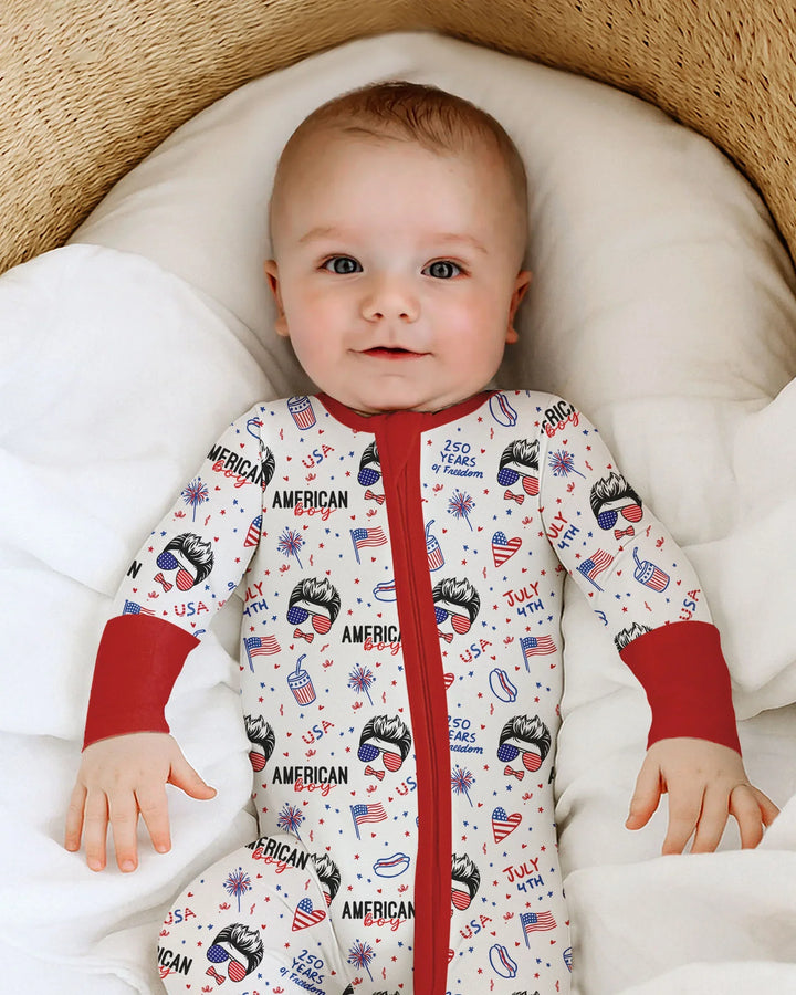 Doodle American Flag Glasses Family Matching Bamboo Convertible Zippy