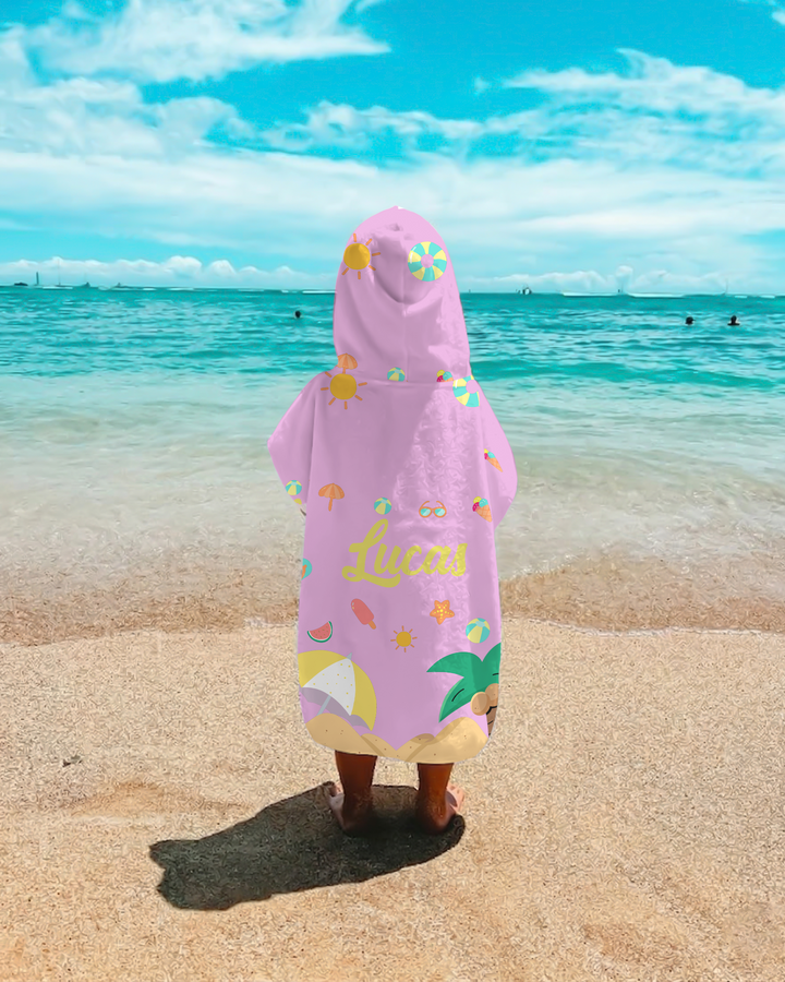 Personalised Fruits Palm Tree Marine Animals Bamboo Swim Poncho