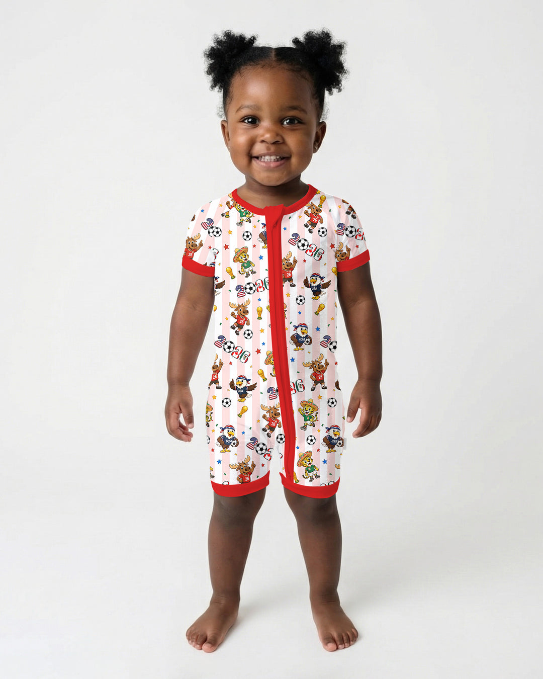 Striped Cute Mascots Soccer Cup 2026 Bamboo Shorty Zippy