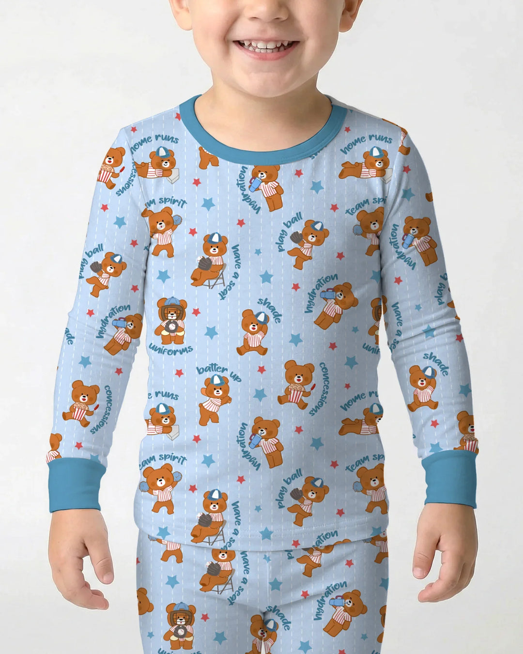 Born To Play Baseball Bamboo Two Piece Long Sleeve Pajama Set