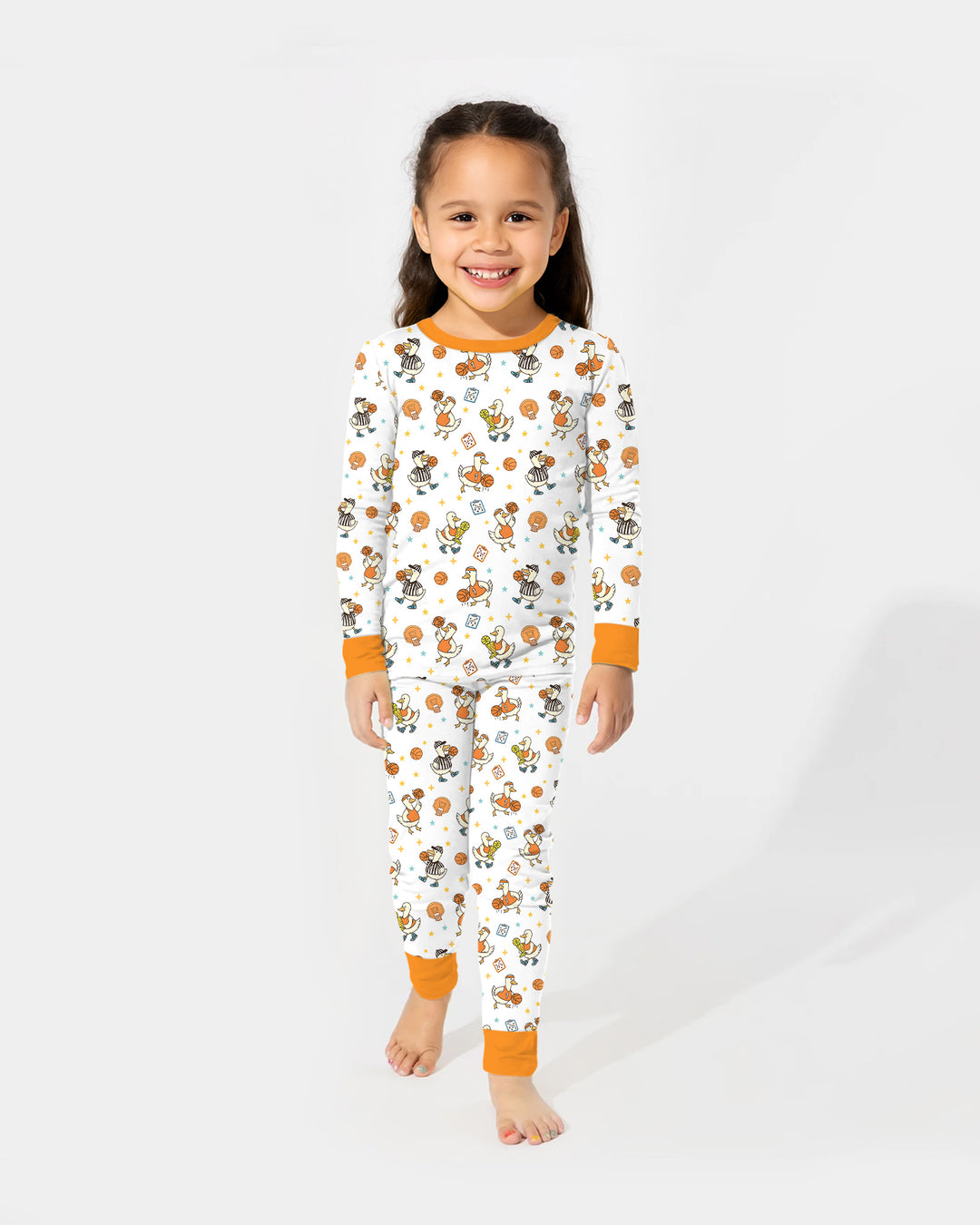 Silly Goose Playing Basketball Bamboo Two Piece Long Sleeve Pajama Set
